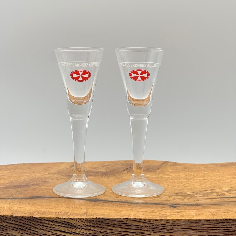 Malteserkreuz Aquavit Set‎ of Two Stemmed Aperitif Glasses